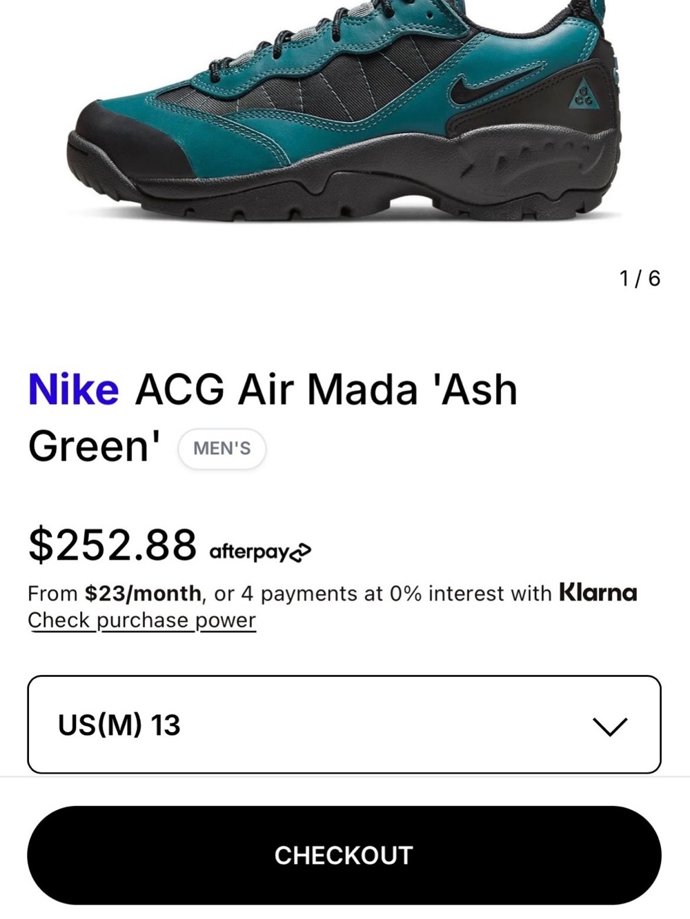 Nike ACG Air Mada Sneaker in Teal and Black